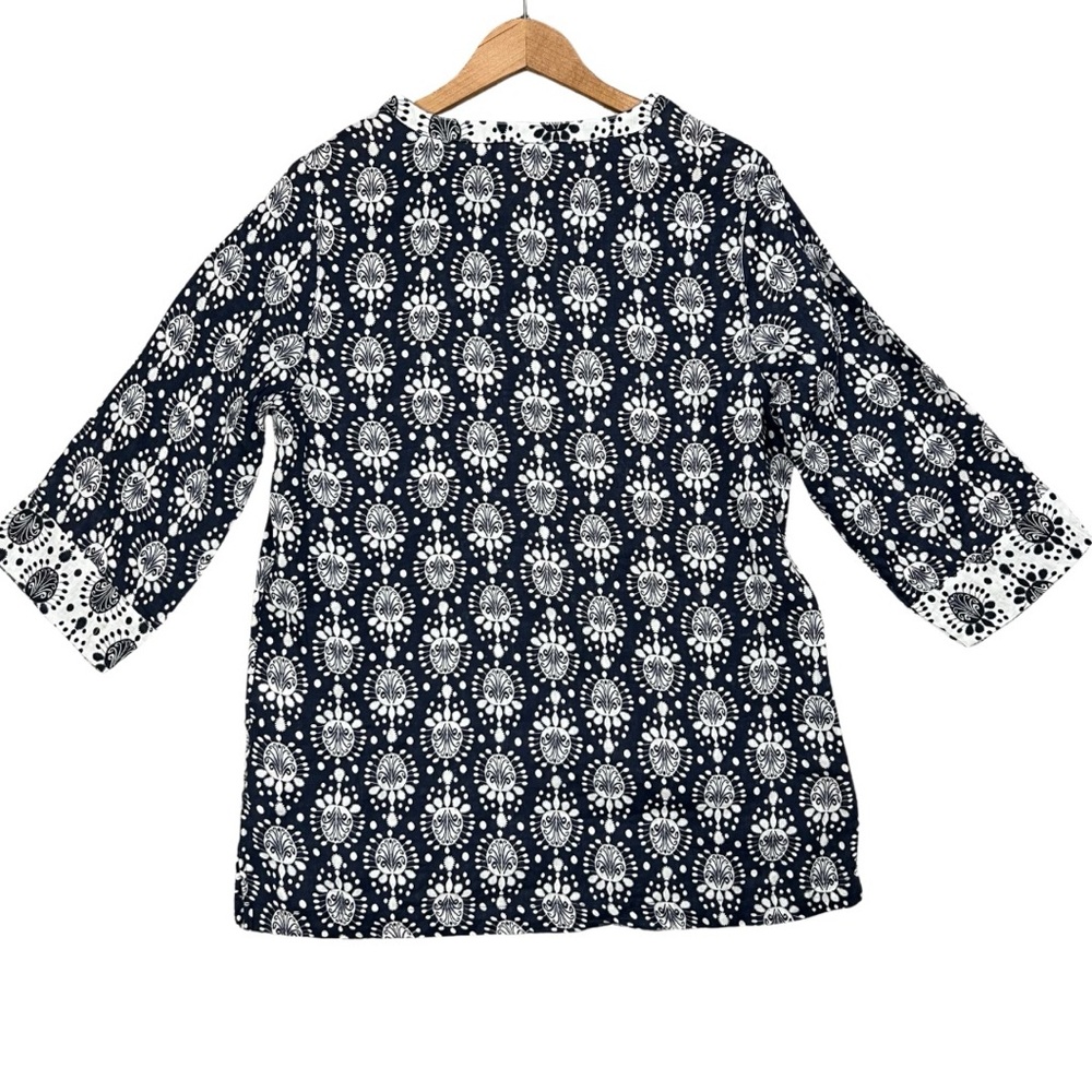 Sigrid Olsen 100% Linen Embroidered Tunic Top Blue White Boho Women’s M - Picture 5 of 15
